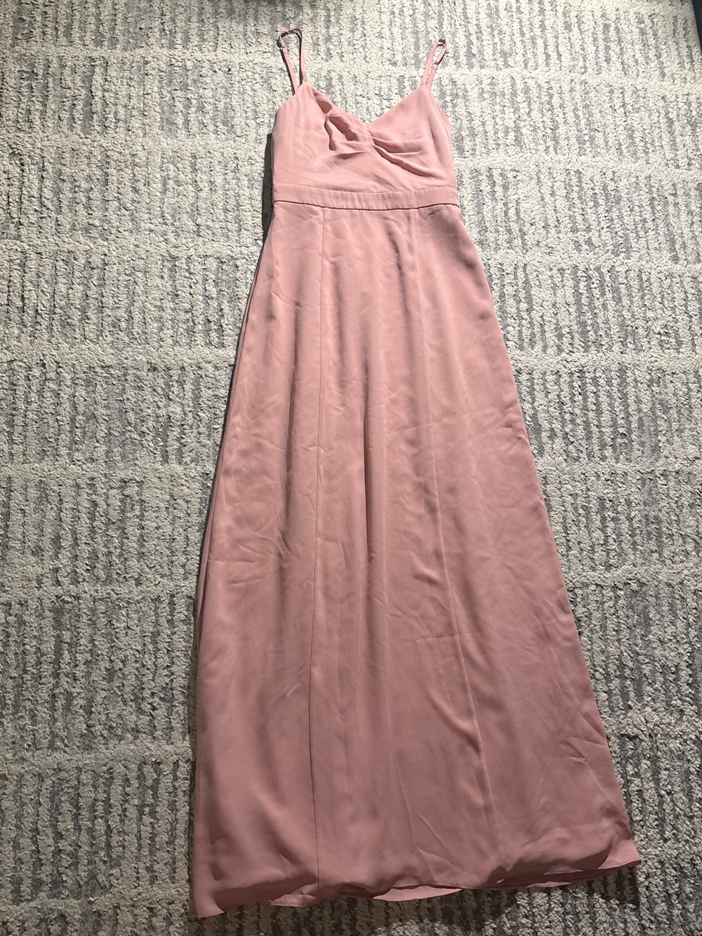 Fame and partners pale pink long full length elegant chiffon gown dress size 4